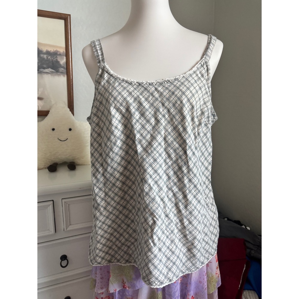 Vintage Plaid Camisole Cottagecore Lace Trim Checkered Tank Top Hokus Pokus